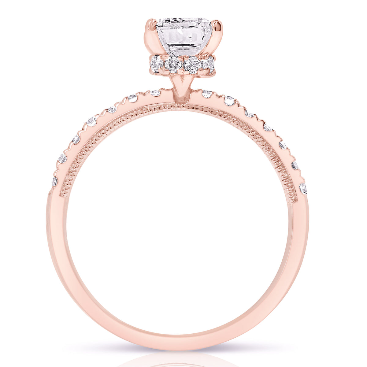 1 1/2 CT CENTER EMERALD CUT H-HALO LAB GROWN ENGAGEMENT RING