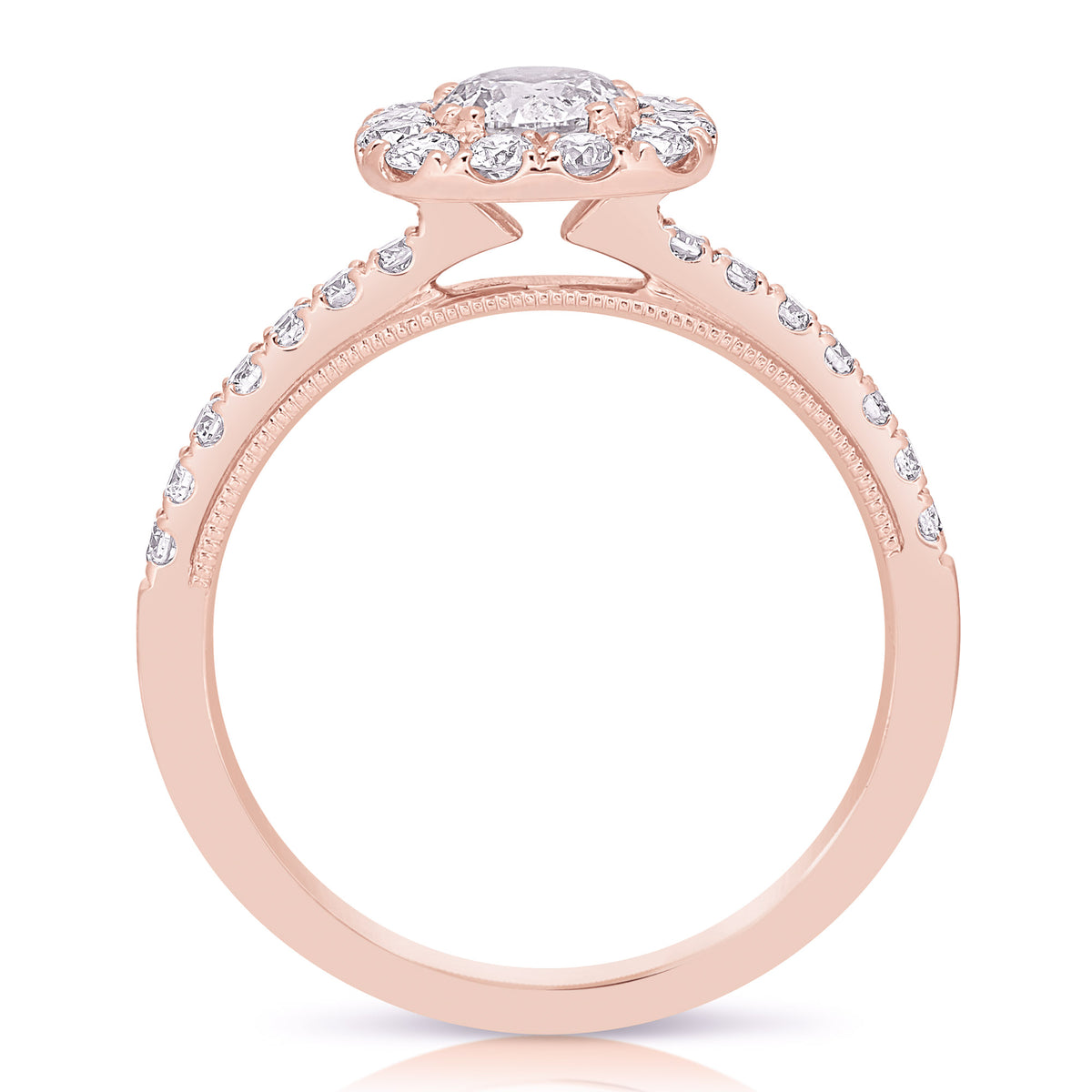 1/2 CT CENTER ROUND CUSHION HALO DIAMOND ENGAGEMENT RING