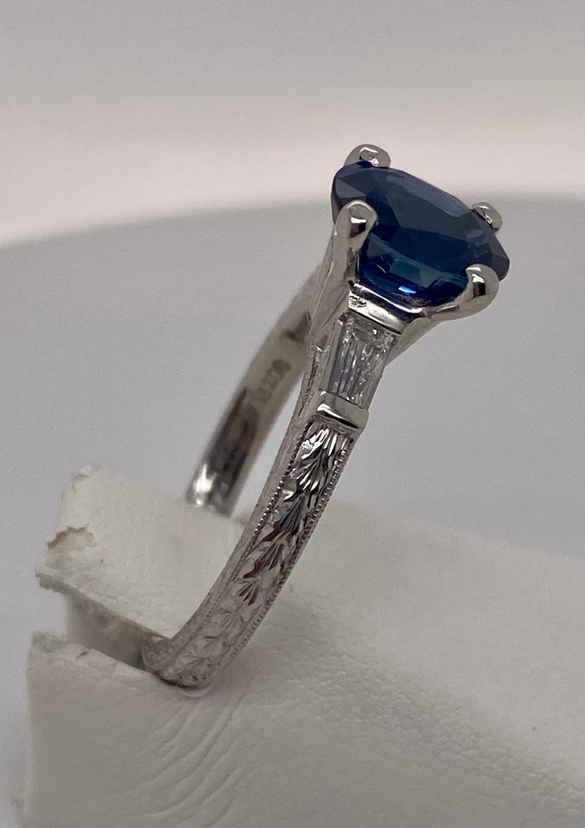 Platinum Sapphire and Diamond Ring
