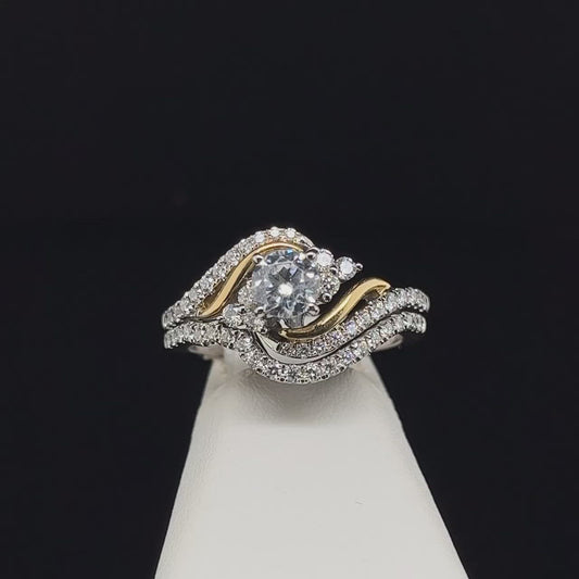 14K Two-Tone Semi-Mount Wedding Set