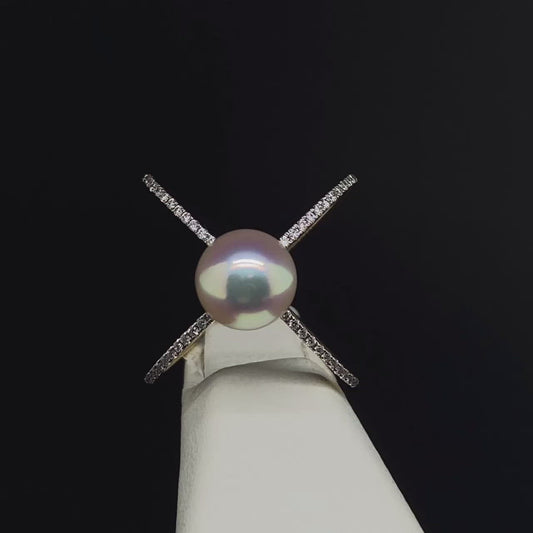 14K Pearl and Diamond Fashion Ring