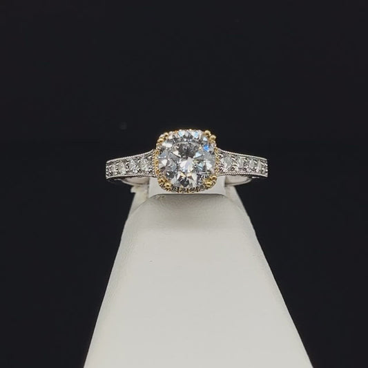18K Two Tone Semi-Mount Engagement Ring