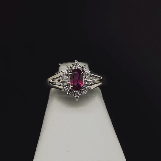 Platinum Diamond and Ruby Ring