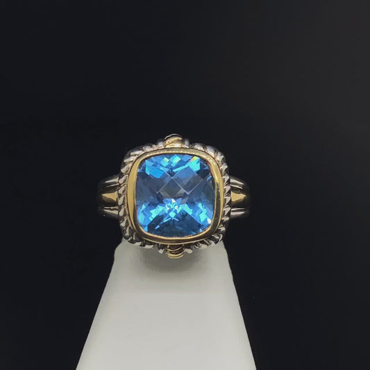18K/Sterling Silver Blue Topaz Ring