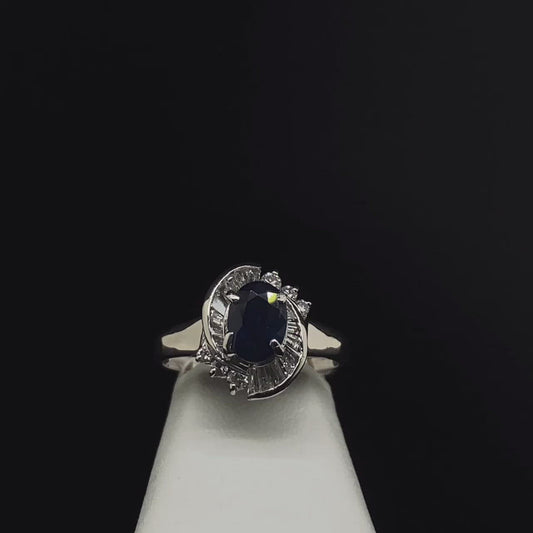 Platinum Sapphire and Diamond Ring