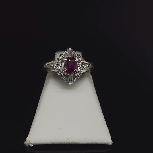 Platinum Ruby and Diamond Ring