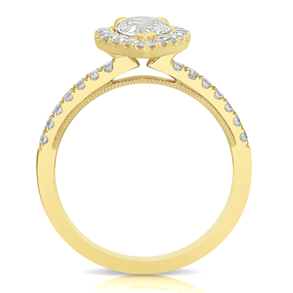 1 1/2 CT CENTER PEAR SHAPE HALO LAB GROWN ENGAGEMENT RING
