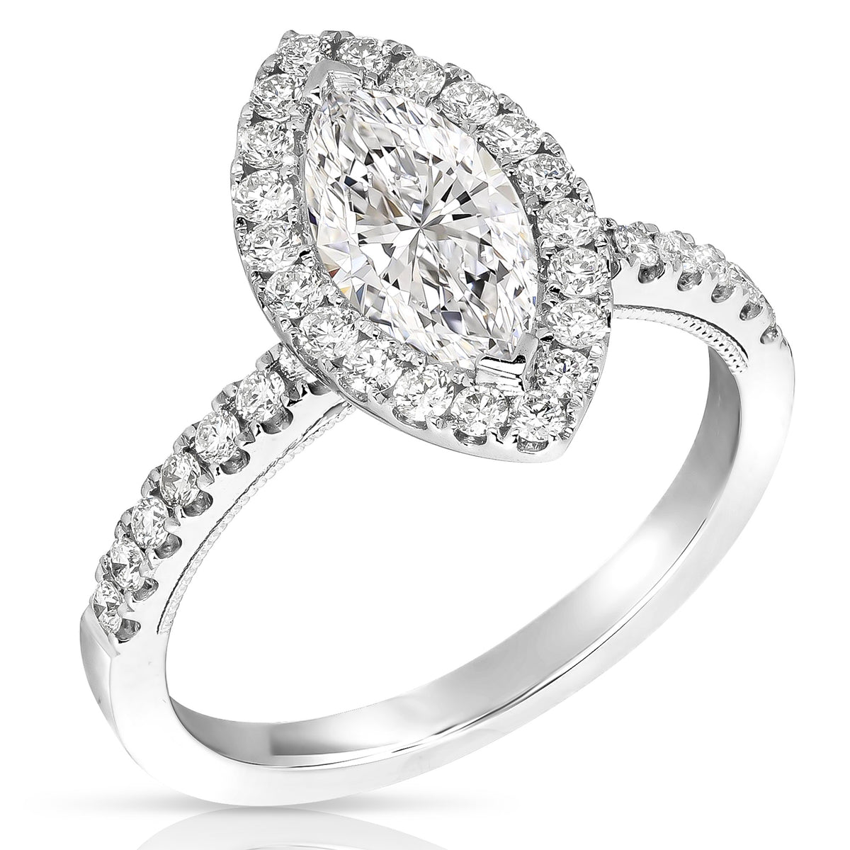 1 CT CENTER MARQUISE HALO DIAMOND ENGAGEMENT RING