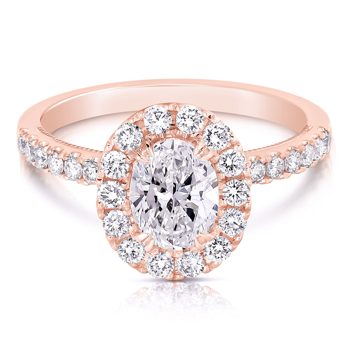 1 CT CENTER OVAL HALO DIAMOND ENGAGEMENT RING