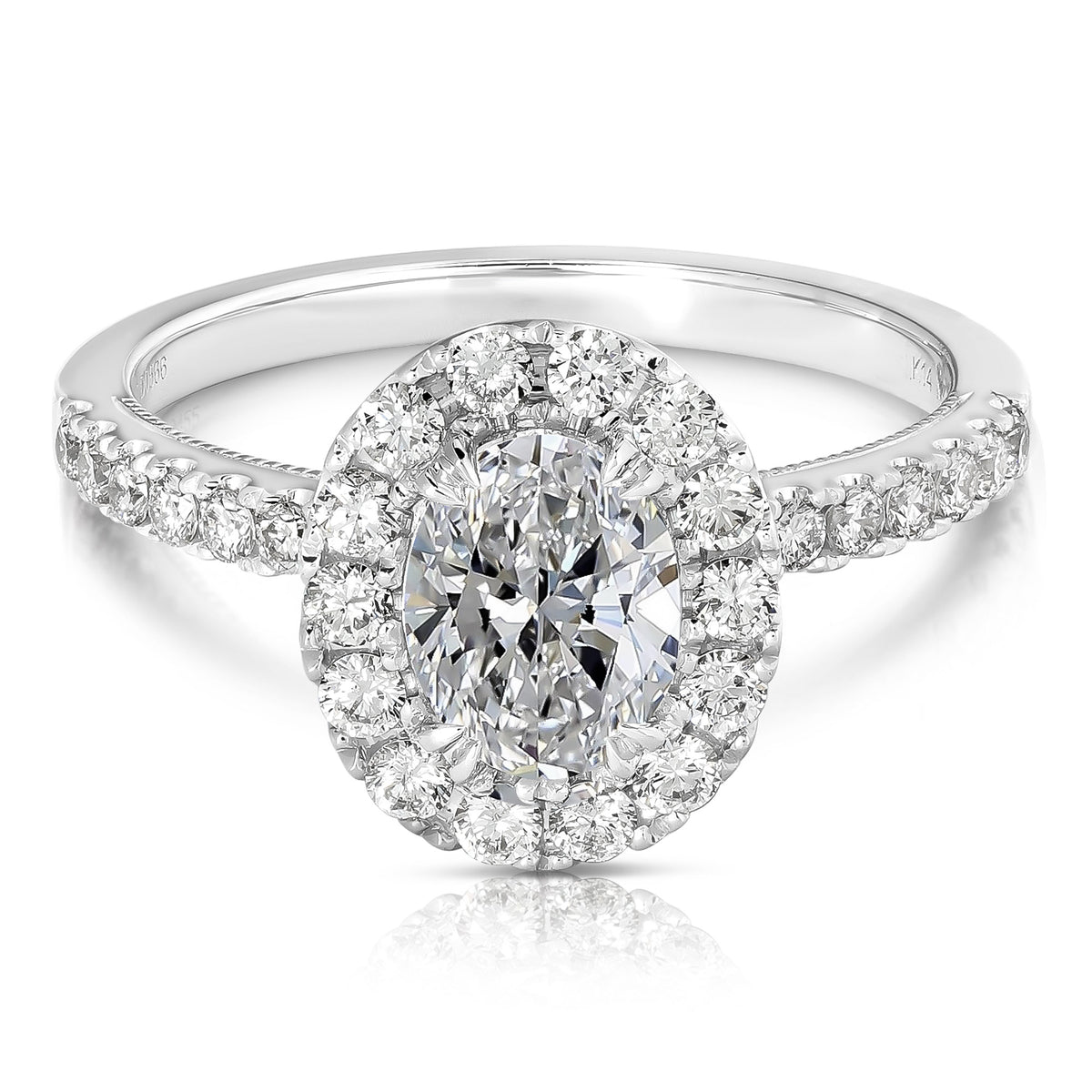 1 CT CENTER OVAL HALO DIAMOND ENGAGEMENT RING
