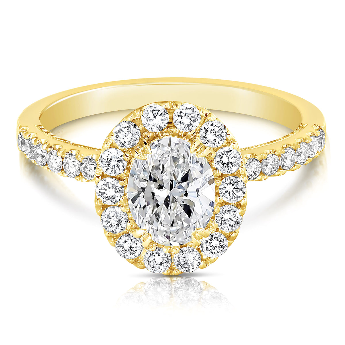 1 CT CENTER OVAL HALO DIAMOND ENGAGEMENT RING
