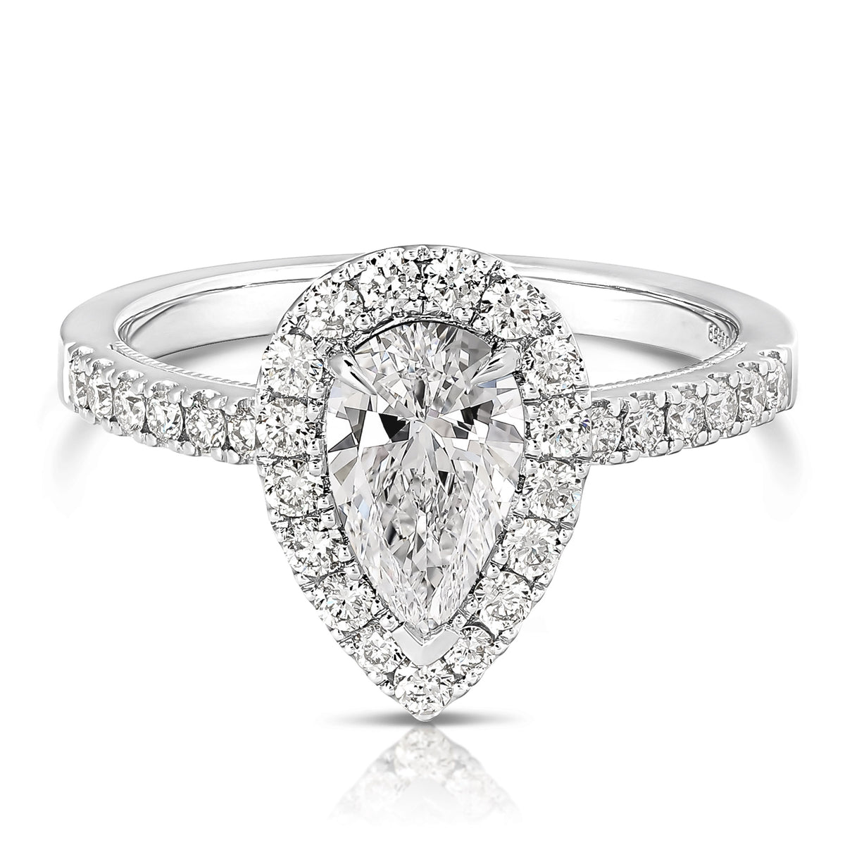1 CT CENTER PEAR SHAPE HALO DIAMOND ENGAGEMENT RING
