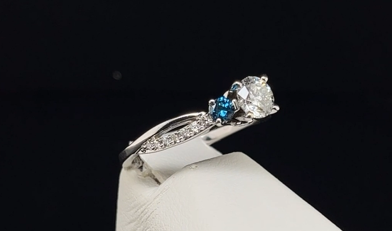 14K Colored Diamond Engagement Ring