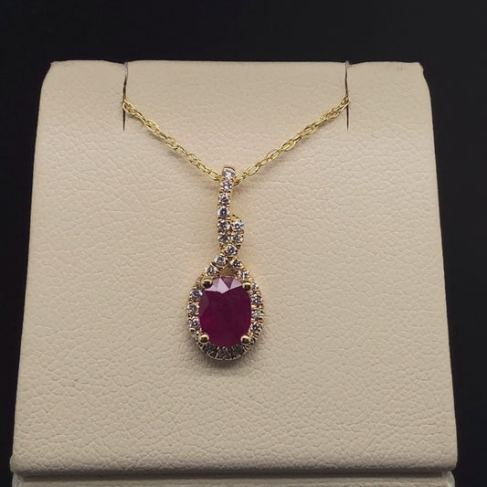 14K Diamond and Ruby Pendant
