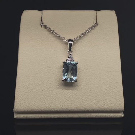 14K Diamond and Aquamarine Pendant