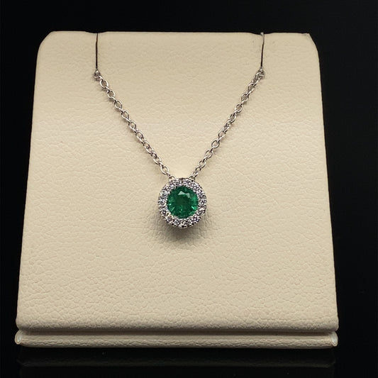 14K Emerald and Diamond Pendant